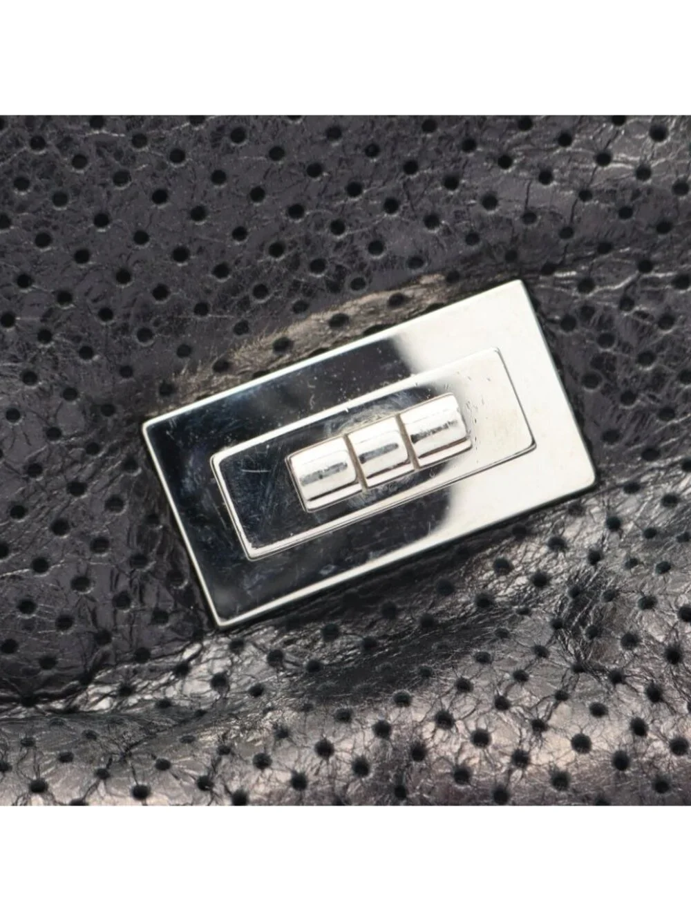 Chanel Shoulder Bag 2.55 Perforated Combination Black Leather Chain